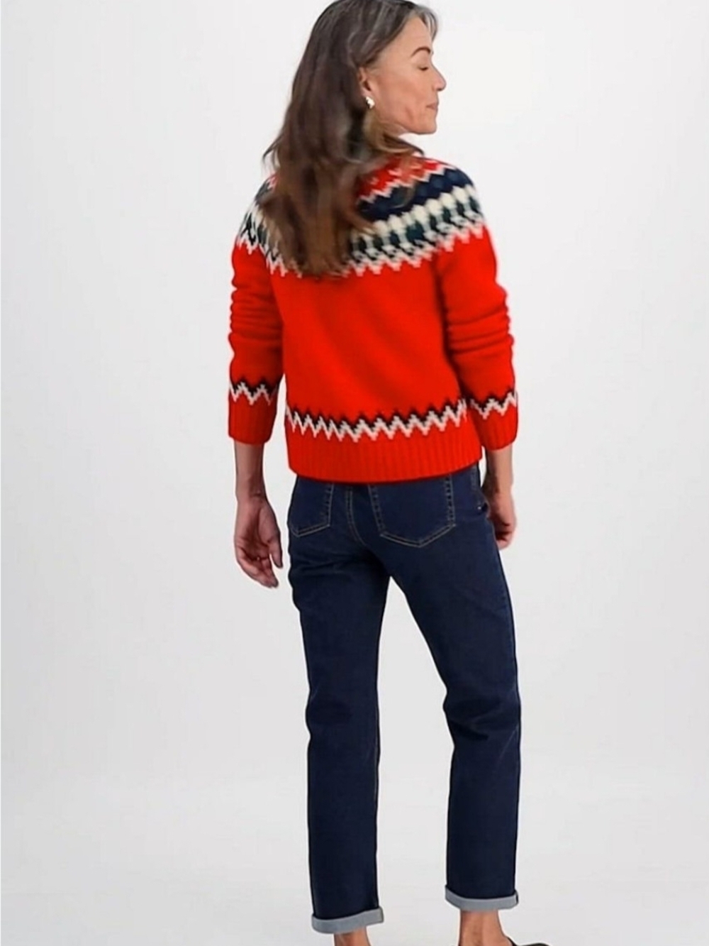 Style & Co. Red Fair Isle Button-Up Cardigan - Picture 6 of 7